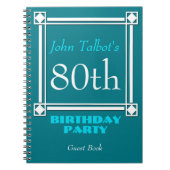 Retro White Lijst 80th Birthday Guest Book Notitieboek (Voorkant)