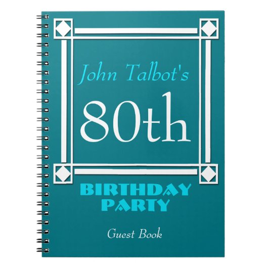 Retro White Lijst 80th Birthday Guest Book Notitieboek (Voorkant)