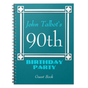 Retro White Lijst 90th Birthday Guest Book Notitieboek
