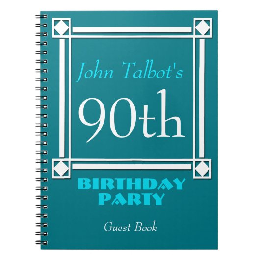 Retro White Lijst 90th Birthday Guest Book Notitieboek (Voorkant)