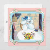 Retro White podle Cupcake Tea Party Invitation Kaart (Voorkant / Achterkant)