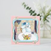Retro White podle Cupcake Tea Party Invitation Kaart (Staand voorkant)