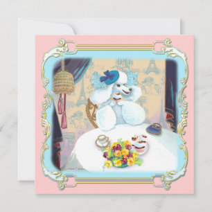 Retro White podle Cupcake Tea Party Invitation Kaart