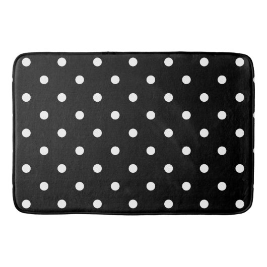 Retro White Polka Dots on Black Badmat (Voorkant)