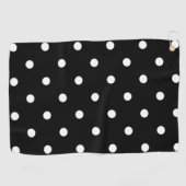Retro White Polka Dots on Black Golfhanddoek (Horizontaal)