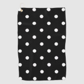 Retro White Polka Dots on Black Golfhanddoek (Voorkant)
