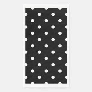 Retro White Polka Dots on Black Servet