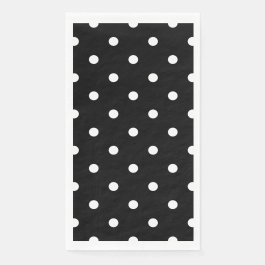 Retro White Polka Dots on Black Servet (Voorkant)