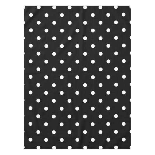 Retro White Polka Dots on Black Tafelkleed (Voorkant)