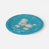 Retro White Poodle Custom Birthday Paper Borden Papieren Bordje (Gekanteld)