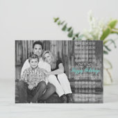 Retro White Snowflake Band Holiday Photo Card Feestdagenkaart (Staand voorkant)