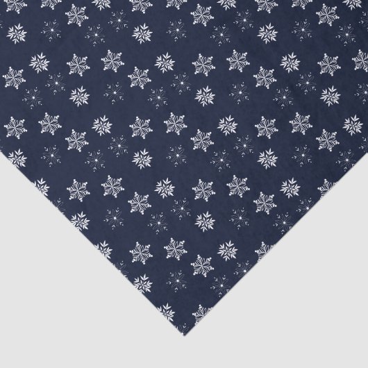 Retro White Snowflakes op donkerblauw Tissuepapier (Detail)