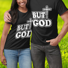 Retro WHITE Typografie 'MAAR GOD 'ZWART T-shirt