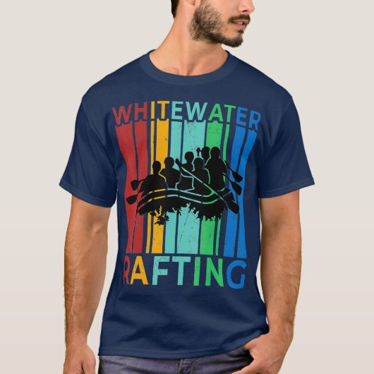 Retro  White Water Rafting Silhouette T-shirt (Voorkant)
