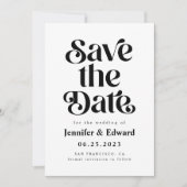 Retro White Wedding Save the Date (Voorkant)