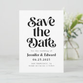 Retro White Wedding Save the Date (Staand voorkant)