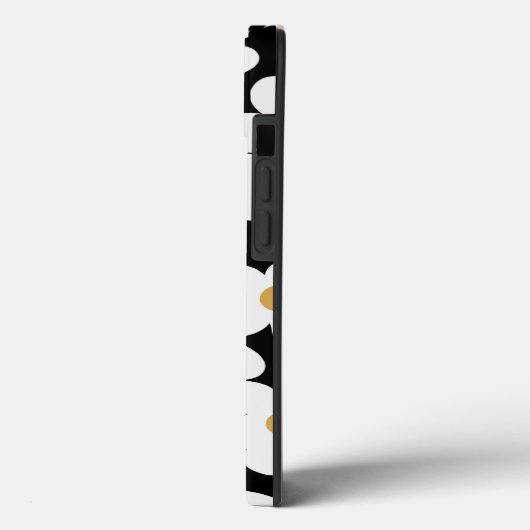 Retro White Yellow Big Daisy Flowers Black Design Case-Mate iPhone Case (Achterkant / Links)