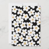 Retro White Yellow Big Daisy Flowers Black Design Kaart (Achterkant)