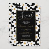 Retro White Yellow Big Daisy Flowers Black Design Kaart (Voorkant / Achterkant)