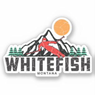 Retro Whitefish Bergski Sticker