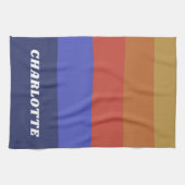 Retro Wide Blue Abstracte Stripes op maat Theedoek (Horizontaal)