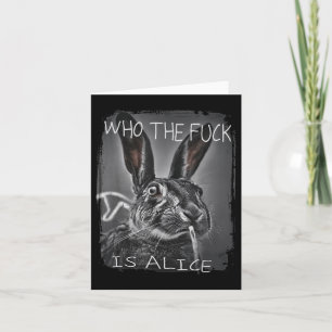 Retro Wie de F_ck is Alice Funny Rabbit Kaart