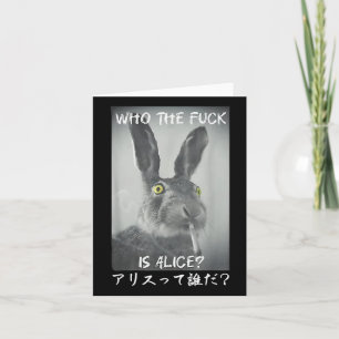 Retro Wie de F_ck is Alice Funny Rabbit Kaart