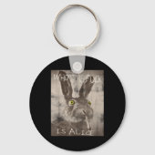 Retro Wie de FCK is Alice Funny Rabbit Sleutelhanger (Voorkant)
