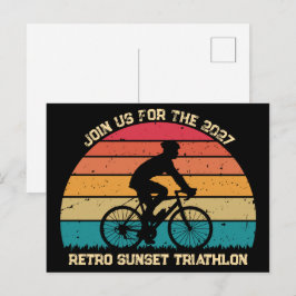 Retro Wielrennen Zonsondergang Custom Triatlon Briefkaart