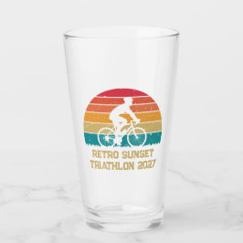 Retro Wielrennen Zonsondergang Custom Triatlon Glas