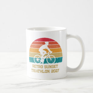 Retro Wielrennen Zonsondergang Custom Triatlon Koffiemok