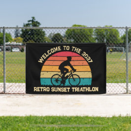 Retro Wielrennen Zonsondergang Custom Triatlon Spandoek
