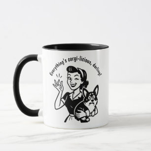 Retro WIfe Bang Corgi Hondenliefhebber Gift Mok