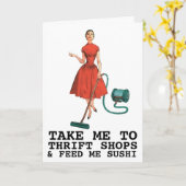 RETRO WIFE THRIFT SHOPS & SUSHI FUNNY Kaarten (Gele Bloem)