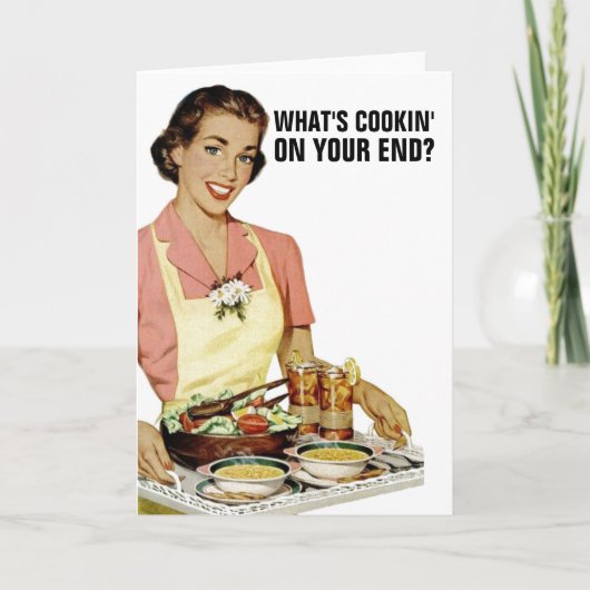 RETRO  WIFE-Wenskaarten, gewoon om Hi te zeggen Kaart (Voorkant)