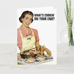 RETRO  WIFE-Wenskaarten, gewoon om Hi te zeggen Kaart