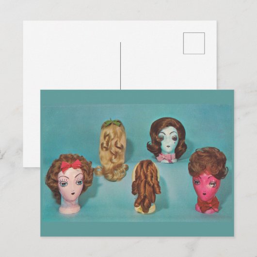 Retro Wig Briefkaart (Voorkant / Achterkant)