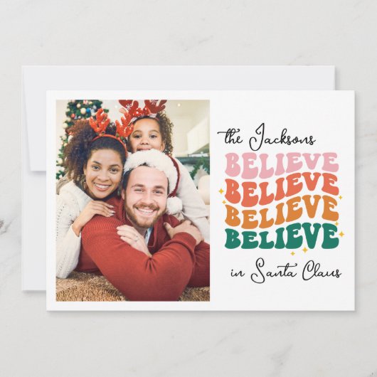 Retro wij geloven in de Kerstman Kerstmis familie Feestdagenkaart (Voorkant)