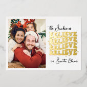 Retro wij geloven in de Kerstman Kerstmis familie Folie Feestdagenkaart (Voorkant)