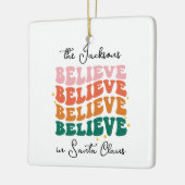 Retro wij geloven in de Kerstman Kerstmis foto Keramisch Ornament (Links)