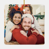 Retro wij geloven in de Kerstman Kerstmis foto Keramisch Ornament (Achterkant)