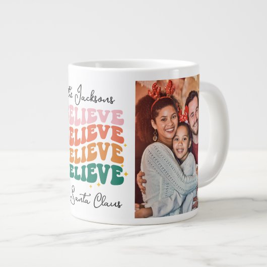 Retro wij geloven in Sinterklaas Kerstmis 2 foto's Grote Koffiekop (Voorkant rechts)