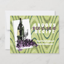 Retro-wijndruiven gourmet-recept-kaart