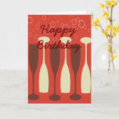 Retro wijnglazen HappyBirthday Kaart (Gele Bloem)
