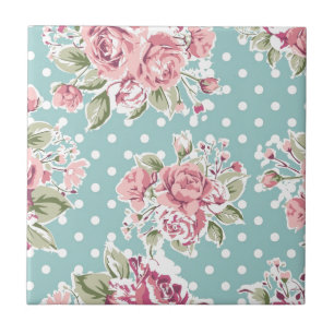 retro wijnoogst nam patroon toenam roze, blauwe tegeltje