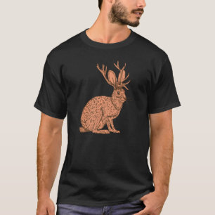 Retro Wild Animal Jackrabbit met Antelope Horns J T-shirt