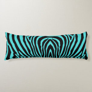 RETRO WILD ANIMAL PRINT PATROON AQUA ZWART GESTREE LICHAAMSKUSSEN