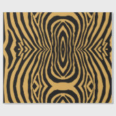 RETRO WILD ANIMAL PRINT PATROON GOUD ZWART GESTREE CADEAUPAPIER (Vlak)