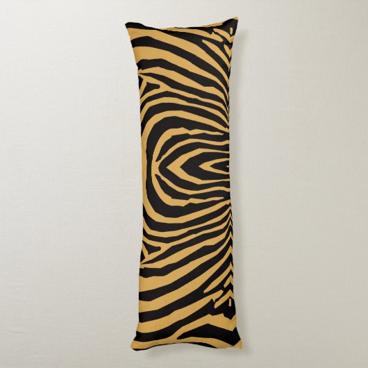 RETRO WILD ANIMAL PRINT PATROON GOUD ZWART GESTREE LICHAAMSKUSSEN (Achterkant (Verticaal))
