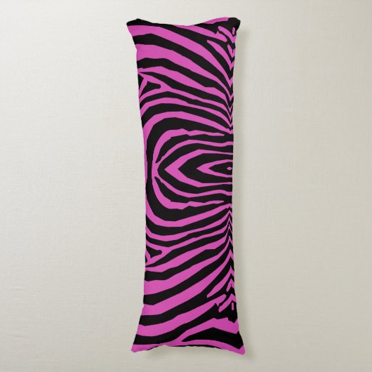 RETRO WILD ANIMAL PRINT PATROON ROZE ZWART GESTREE LICHAAMSKUSSEN (Voorkant Verticaal)